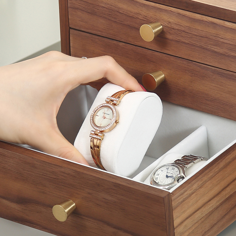 Casegrace Luxury Large Wooden Jewelry Box Organizer 4 Drawer Wood Earring Ring Necklace Watch Jewellery Storage Case Casket 220316