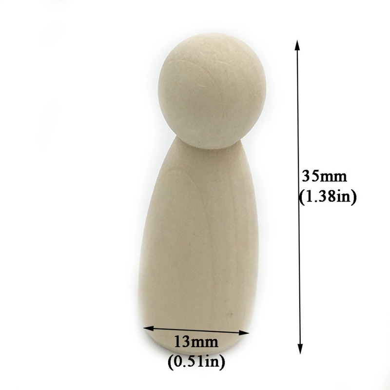 100pc/lot boy Peg Dolls 1.35" Solid Hardwood Natural Unfinished Turnings-Ready for Paint or Stain-Waldorf Wooden People 220507