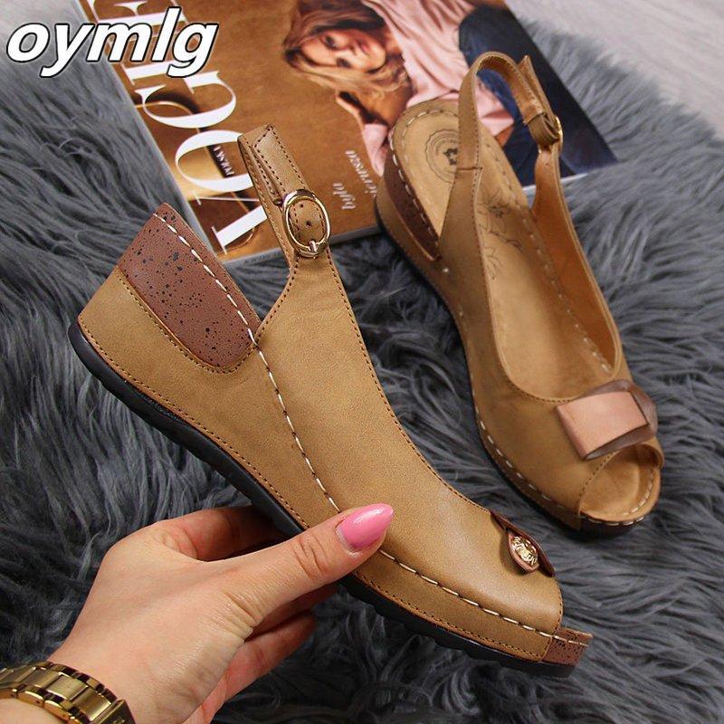 Women Summer Open Toe Comfy Wedge Bow Sandals Super Soft Premium Orthopedic Low Heels Walking Sandals Toe Corrector Cusion 220418