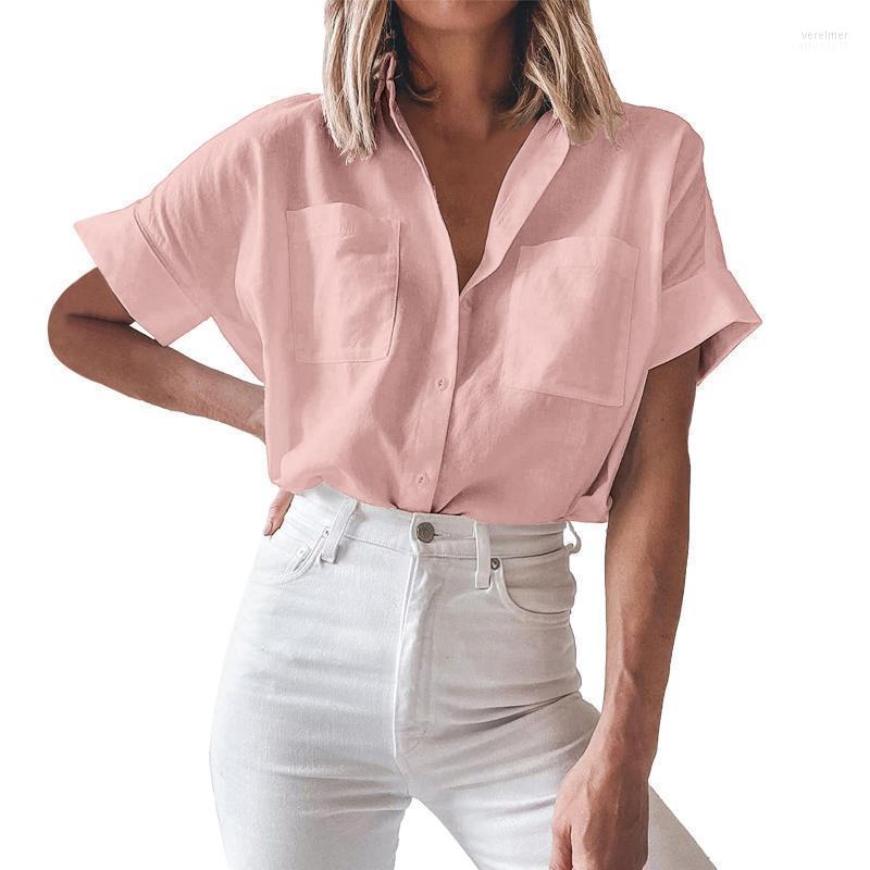 Women' Blouses & Shirts For Women Fashion 2022 Casual Solid Short Sleeve Summer Tops Linen Button Streetwear Pocket And Bloues Vere22, White
Women' Blouses & Shirts For Women Fashion 2022 Casual Solid Short Sleeve Summer Tops Linen Button Streetwear Pocket And Bloues Vere22, White