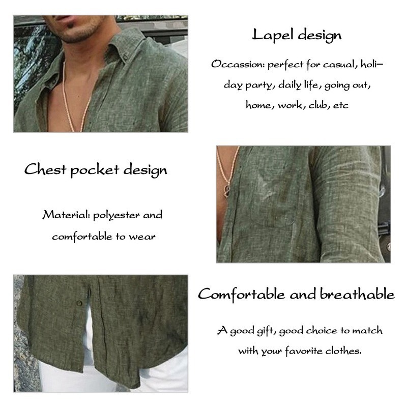 Vintage Cotton Linen Shirt Men Casual Long Sleeve Oversize Tops V Neck Boho Style Mens Shirts Men's Breathable T-shirt Plus Size 220322
