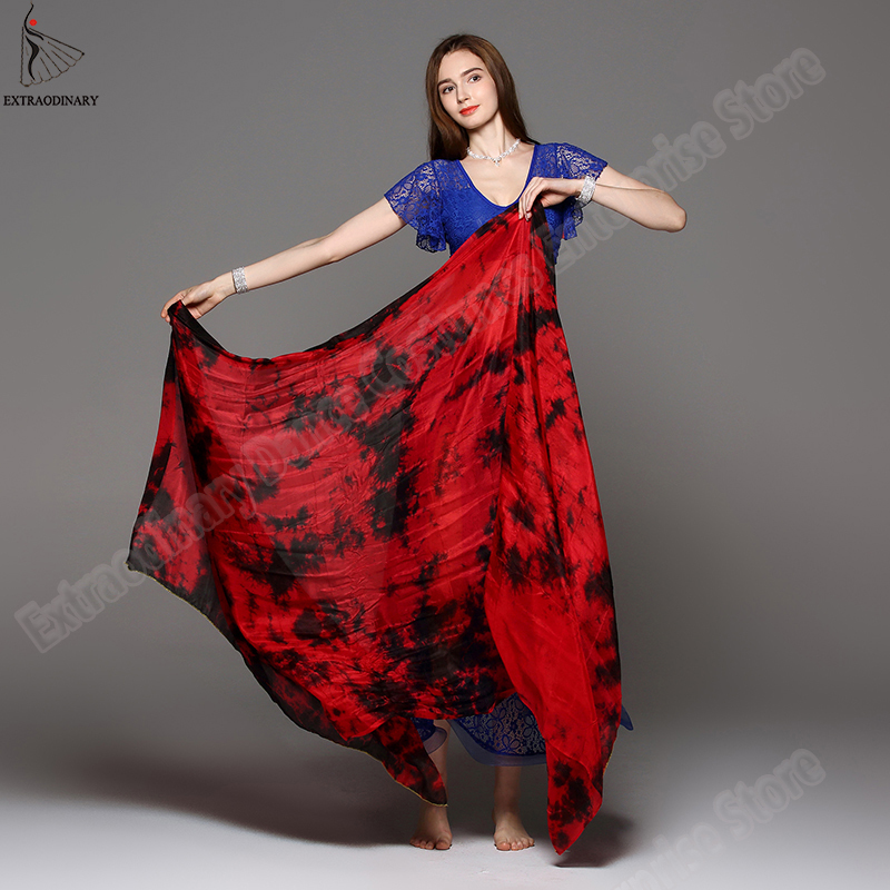 100% Veils Light Silk Belly Dance Hand Thrown Scarf Shawl Veil 200cm 250cm 270cm Kids Adults Stage Performance 13 Color 220507