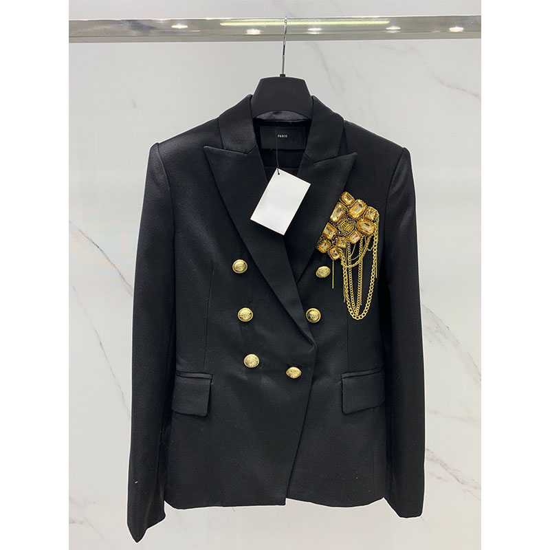 Fashion Designer 2022 Autumn Office Lady Black Jacket With Diamond Tassels Brooch New Long Sleeves Double Breasted Short Coat Outwear, White
Fashion Designer 2022 Autumn Office Lady Black Jacket With Diamond Tassels Brooch New Long Sleeves Double Breasted Short Coat Outwear, White