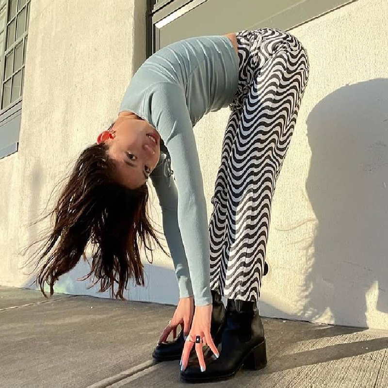 Dulzura Ripple Print Women High Waist Wide Leg Pants Jeans Loose Streetwear Casual Fashion Summer Clothes Bottoms Trousers 220325