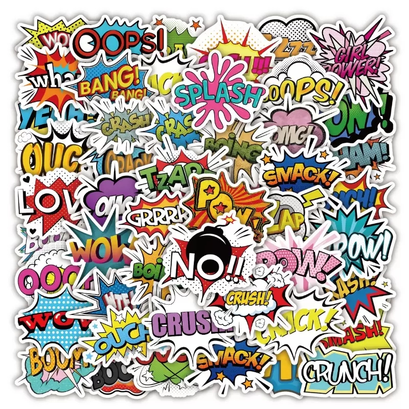50Pcs Cool Wow BOOM BANG OMG OOP Style stickers boom explode Graffiti Kids Toy Skateboard car Motorcycle Bicycle Sticker Decals, Multi colors
50Pcs Cool Wow BOOM BANG OMG OOP Style stickers boom explode Graffiti Kids Toy Skateboard car Motorcycle Bicycle Sticker Decals, Multi colors