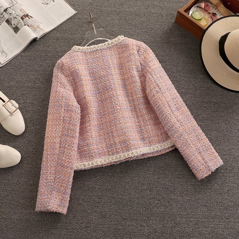 High Quality Fall Winter Plaid Tweed Skirt Two Piece Set Women Woolen Short Jacket Coat + Mermaid Skirt Suits Sweet 2 Piece Set 220514