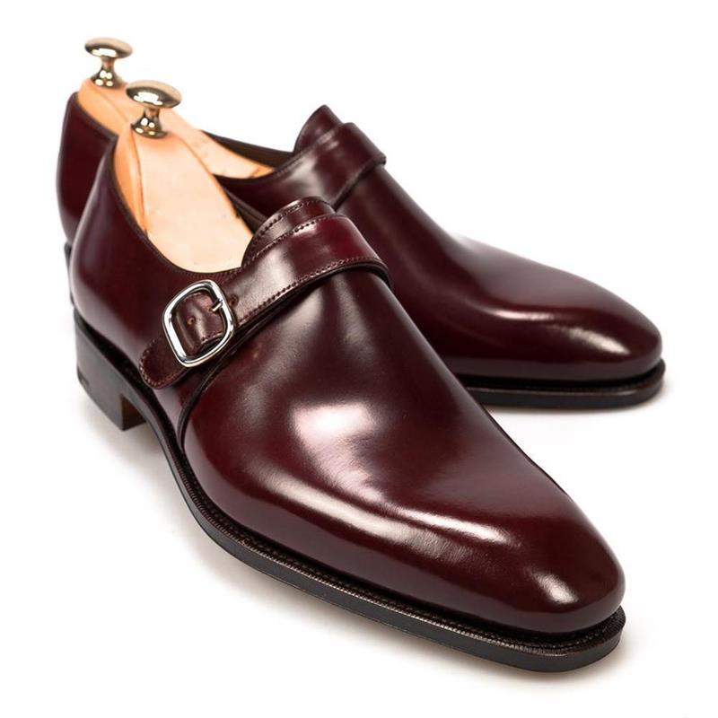 Men Monk Shoes Solid Color PU Square Toe Classic Belt Buckle Fashion Wedding Dress Shoes