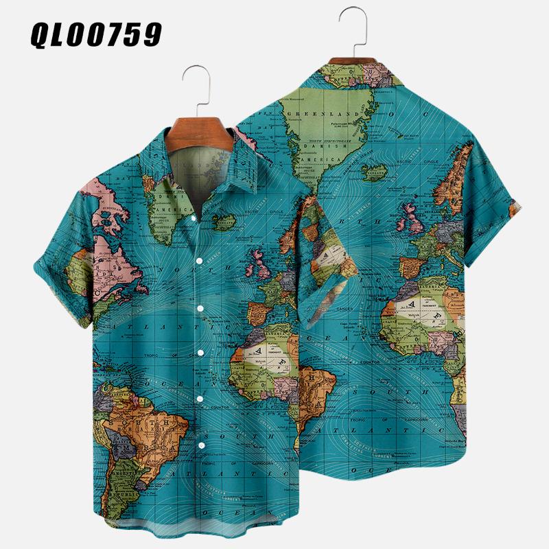 Men's Casual Shirts Beach Shirt Summer 3D Map Print Short Sleeves Hawaii Men's Harajuku Turn-down-collar ClothingMen's, Style 9
Men's Casual Shirts Beach Shirt Summer 3D Map Print Short Sleeves Hawaii Men's Harajuku Turn-down-collar ClothingMen's, Style 9