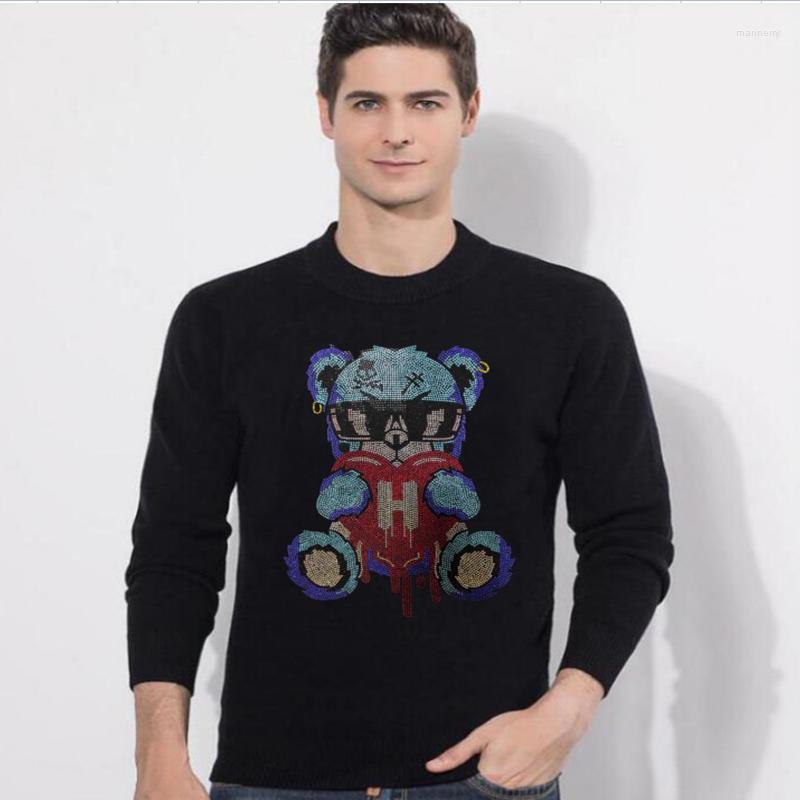 Men' Sweaters High Quality 2022 Men Long Sweater Casual Sleeve Male Breathable Rhinestone Men' TopsMen' Mari22, As show