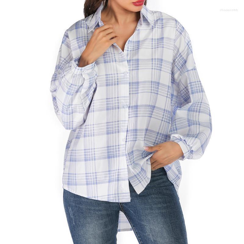 Women's Blouses & Shirts Women Loose Plaid Print Buttons Womens Tops And Casual Turn Down Collar Long Sleeve Blouse Blusas Mujer 2022, Blue
Women's Blouses & Shirts Women Loose Plaid Print Buttons Womens Tops And Casual Turn Down Collar Long Sleeve Blouse Blusas Mujer 2022, Blue