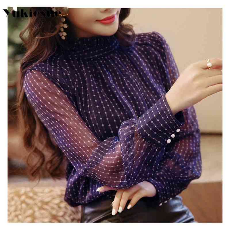 Women's Blouses Shirts summer woman top blusa mujer lace chiffon blouse women shirt long sleeve womens tops and blouses ladies plus size 210401
