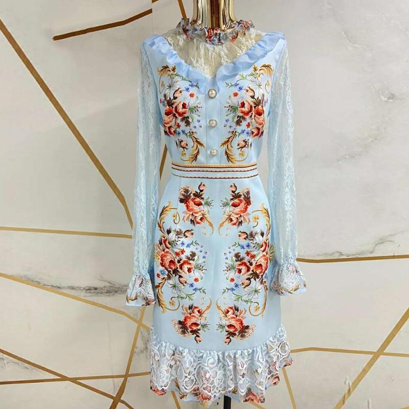 Casual Dresses VERDEJULIAY Runway Fashion Ruffles Dress Lace Patchwork Flower Print Sky Blue See-Through Midi Party Vestidos, As pic
Casual Dresses VERDEJULIAY Runway Fashion Ruffles Dress Lace Patchwork Flower Print Sky Blue See-Through Midi Party Vestidos, As pic