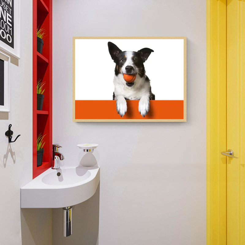 Funny Cute Dog Animal Pictures Canvas Prints Wall Painting For Room Washroom Toilet Decorative Paintings NO FRAME