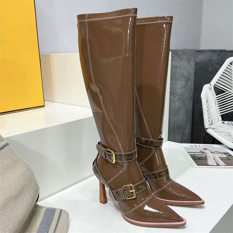 Stiletto Knee Boots Designer Kim Jones FF print series womens shoes Classic elements medusa Decorative buckle Ankle Bootie Top quality Pointed Toes 10CM heels boot
Stiletto Knee Boots Designer Kim Jones FF print series womens shoes Classic elements medusa Decorative buckle Ankle Bootie Top quality Pointed Toes 10CM heels boot
