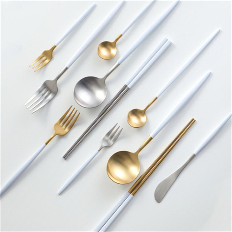 Wedding Spoon Fork Knife Silver Gold 18/8 Stainless Steel Flatware Tableware Cutlery Handle White
Wedding Spoon Fork Knife Silver Gold 18/8 Stainless Steel Flatware Tableware Cutlery Handle White