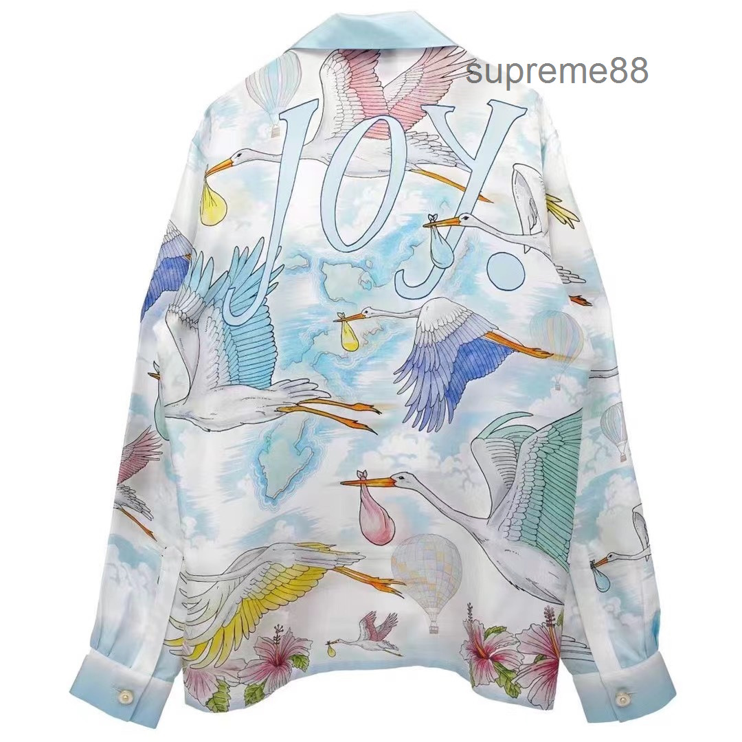 Casablanca men designer shirts 22ss joy white clouds around the fairyland crane silk blue long sleeved shirt, As shown in figure
Casablanca men designer shirts 22ss joy white clouds around the fairyland crane silk blue long sleeved shirt, As shown in figure