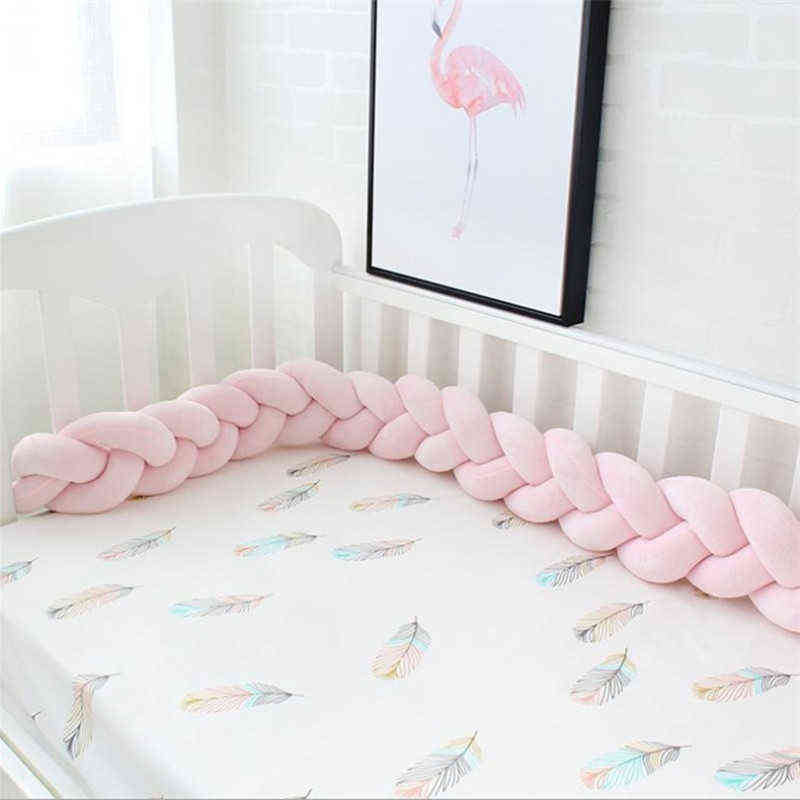 1M/2M/3M Baby Bumper Bed Braid Knot Pillow Cushion Bumper Room Decor Infant Bebe Crib Protector Cot Bumper AA220326