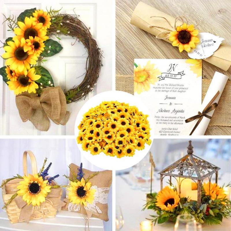 Decorative Flowers & Wreaths 50Pcs Beautiful Artificial Sunflower Head Faux Silk Table Centerpieces Fake Sunflowers Wedding Home Wreath Scra
Decorative Flowers & Wreaths 50Pcs Beautiful Artificial Sunflower Head Faux Silk Table Centerpieces Fake Sunflowers Wedding Home Wreath Scra