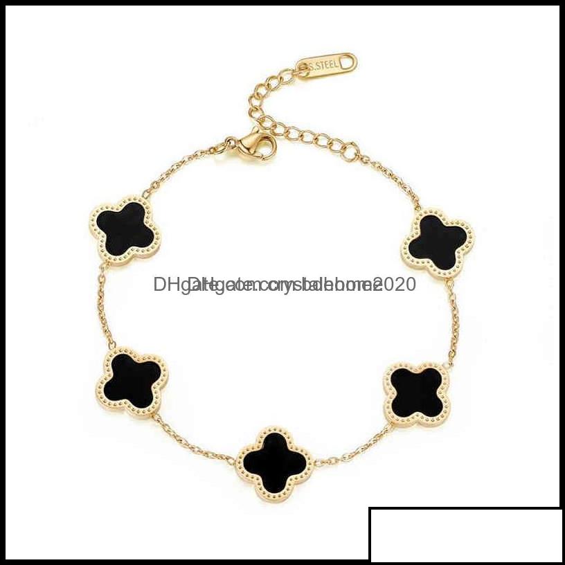 Charm Bracelets Jewelry 18K Gold Plated Stainls Steel Bracelet Lucky Ladi Four Leaf Clover Drop Deli Otjah
Charm Bracelets Jewelry 18K Gold Plated Stainls Steel Bracelet Lucky Ladi Four Leaf Clover Drop Deli Otjah