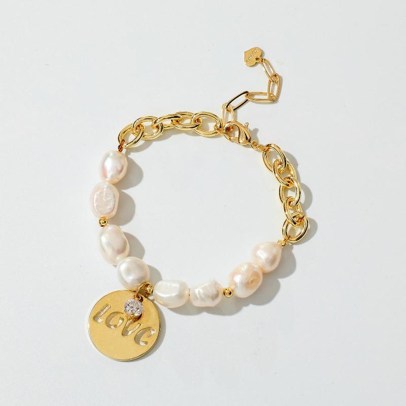 Link, Chain Luxury 14K Real Gold Plated Love Pendant Bracelets For Women Half Freshwater Pearl Zircon Jewelry
Link, Chain Luxury 14K Real Gold Plated Love Pendant Bracelets For Women Half Freshwater Pearl Zircon Jewelry