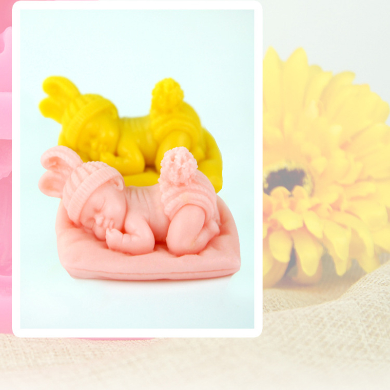 1 Pcs 3d Sleeping Baby Silicone Chocolate Candy Fondant Mold Handmade Soap Candle Plaster Resin Making Tool 220611