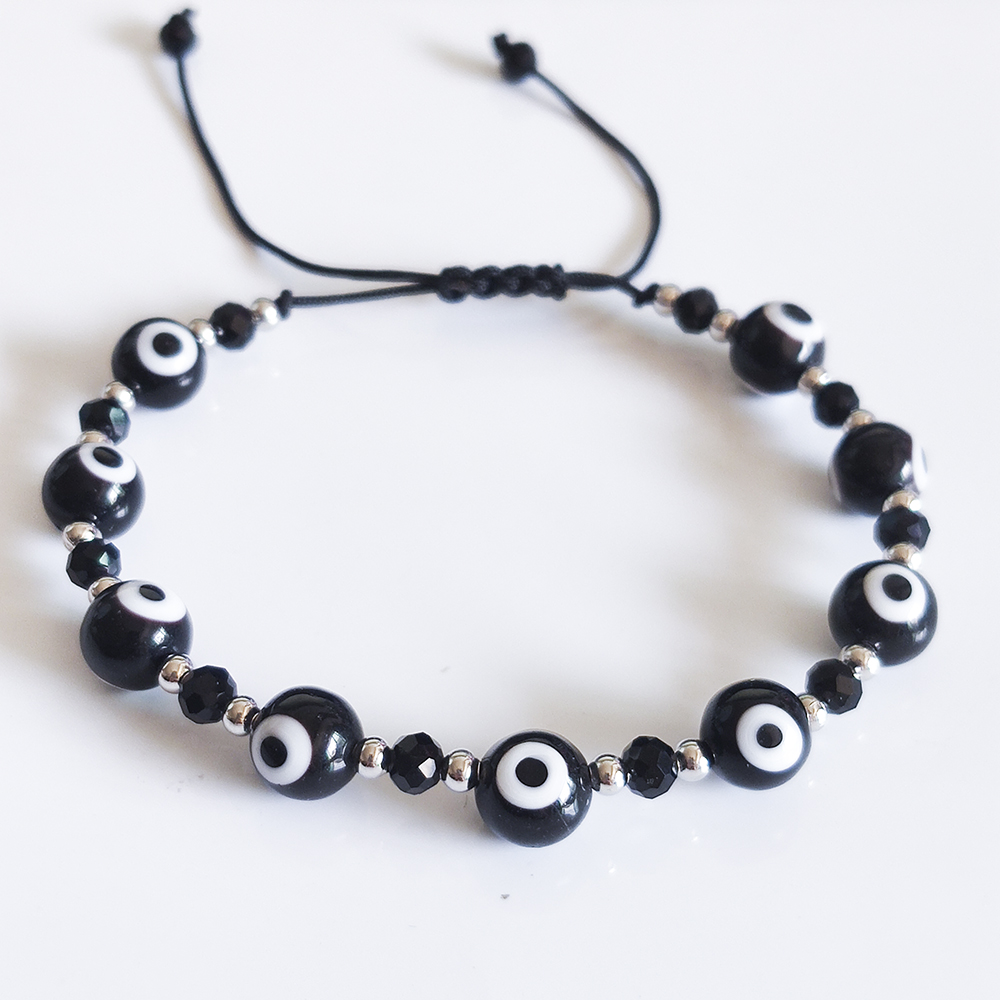 Turkish Evil Blue Eye Beads Bracelet Braided Rope Chain Colorful Crystal Beads Bracelets for Women Handmade Jewelry Gifts