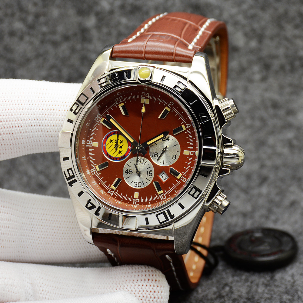 Chronomat Patrouille Air Watch Quality Navitimer Chronograph Battery Movement Quartz Brown Dial 50TH ANNIVERSARY Men Watch Stainsteel Steel Mens Wristwatches
Chronomat Patrouille Air Watch Quality Navitimer Chronograph Battery Movement Quartz Brown Dial 50TH ANNIVERSARY Men Watch Stainsteel Steel Mens Wristwatches