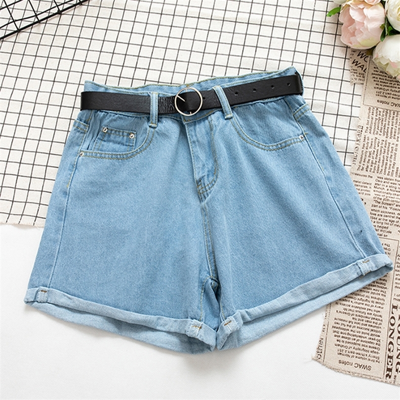 YuooMuoo All Match Sashes Casual Women Denim Shorts Crimping High Waist Slim Summer Jeans Feminino Chic Ladies Bottom 220622