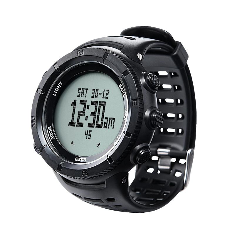 Wristwatches EZON H001H13 Men Digital Sports Watch Running Clock Climbing Hiking Altimeter Barometer Compass Waterproof 50M, Black
Wristwatches EZON H001H13 Men Digital Sports Watch Running Clock Climbing Hiking Altimeter Barometer Compass Waterproof 50M, Black