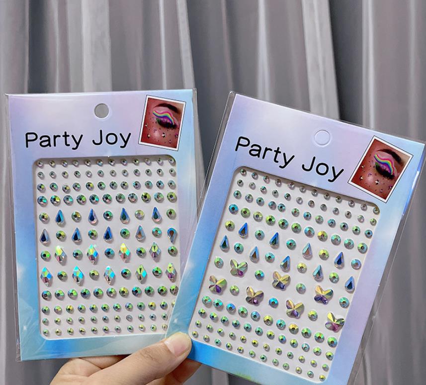Self-Adhesive Rhinestone Stickers Jewelry Crystal Brads DIY Gems for Face Body Nail Crafts Carnival Party Makeup Perform Eye Shado