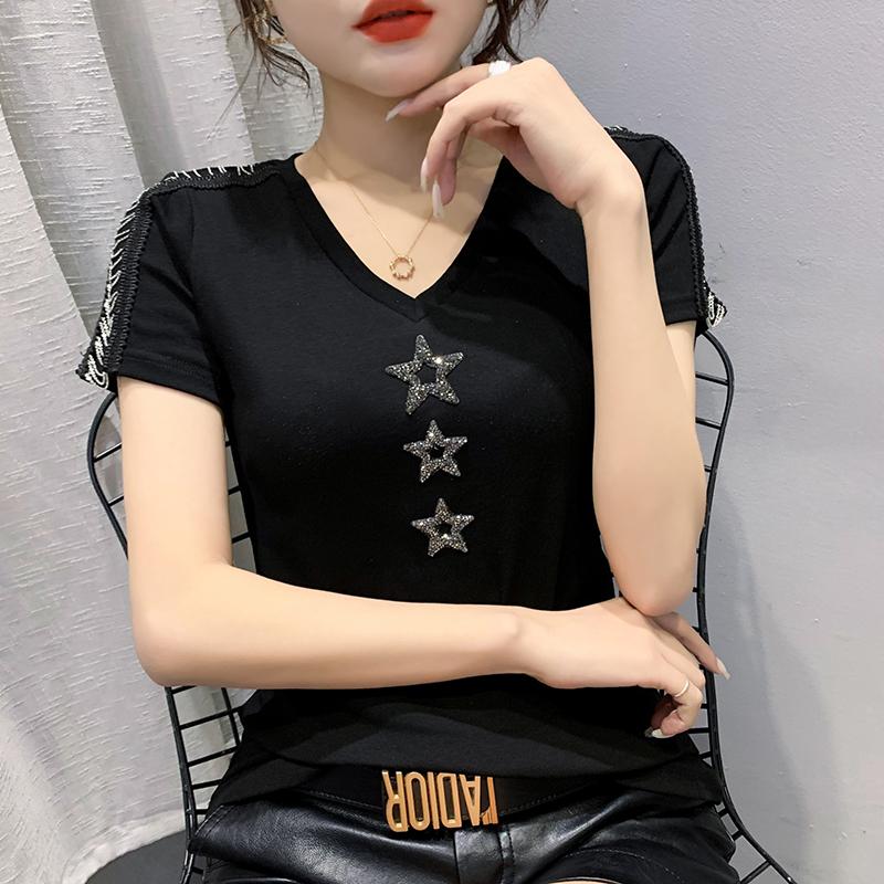 Women's T-Shirt Summer Tshirt Diamond Pentagram Chain Short Sleeve Korean Style Pentagon Top Clothes For Women Camisetas Mujer XXXLWomen's, Black
Women's T-Shirt Summer Tshirt Diamond Pentagram Chain Short Sleeve Korean Style Pentagon Top Clothes For Women Camisetas Mujer XXXLWomen's, Black