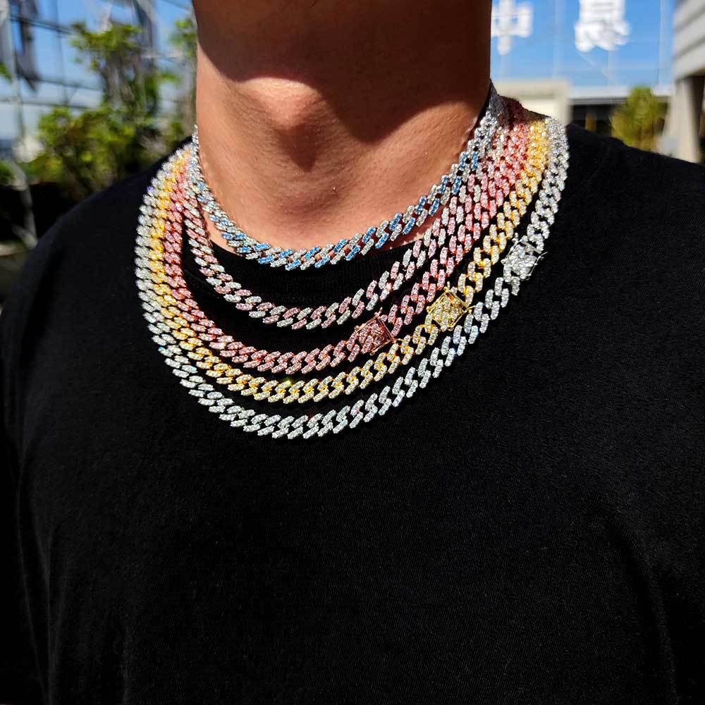 9mm Hip Hop Cuban Chain Necklace Bracelets Jewelry Set Bling 18k Real Gold Plated Tennis Chains
