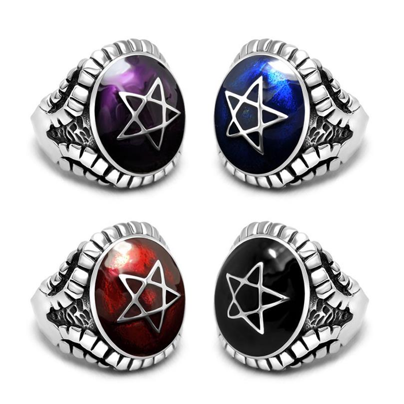 4 Colors Stone With Vintage Star Rings For Men Pentagram Fashion Jewelry Titanium Steel Ring Male Retro Style Punk Rock Finger Rin292W
4 Colors Stone With Vintage Star Rings For Men Pentagram Fashion Jewelry Titanium Steel Ring Male Retro Style Punk Rock Finger Rin292W