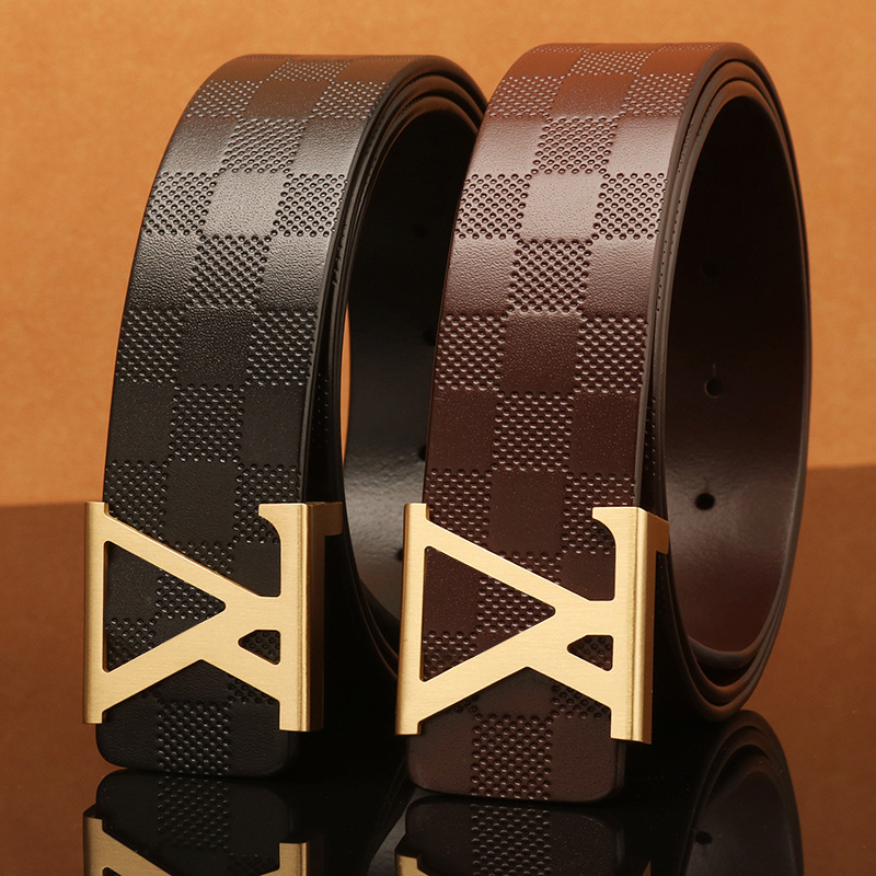 New Letter Copper Buckle Leather Men's Belt Whole Head Durable Smooth Damp Trouser, Black
New Letter Copper Buckle Leather Men's Belt Whole Head Durable Smooth Damp Trouser, Black