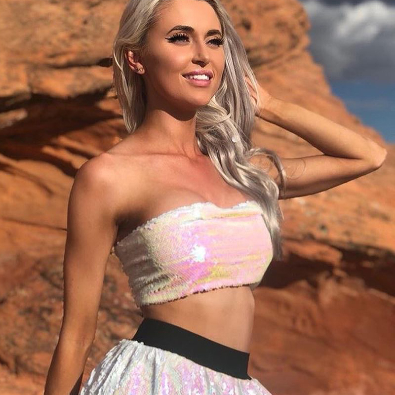 Bling Sequins Crop Tops Sexy Women Strapless Tube Top Stretchy Vest Festival Rave Clothing Stage Performance Party Clubwear 220325