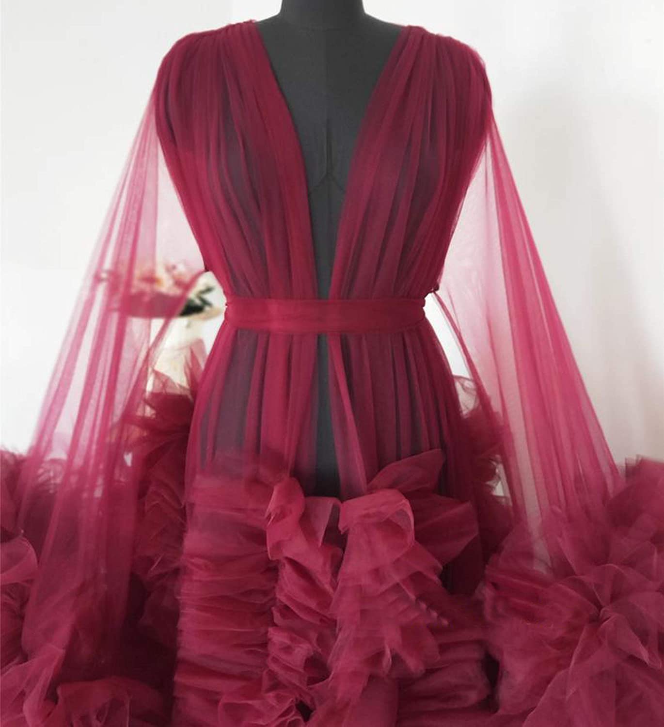 See-Through Sleepwear Puffy Evening Dress Bride Photo Robes Maternity Tulle Robe for Photoshoot Perspective Sheer Long Babyshower Gowns