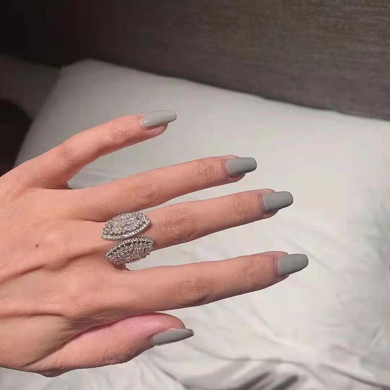 Choucong Ins Top Sell Wedding Rings Simple Fashion Jewelry 925 Sterling Silver Marquise Cut 5A Cubic Zircon Eternity Women shell Open Adjustable Ring 