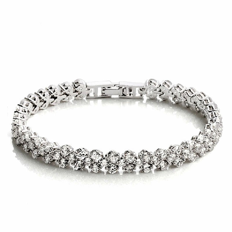 18K White Gold Plated Zirconia Tennis Bracelet Diamond Hand Chain for Men Women Heart Love Crystal Bracelets Bangle Lover Gift Valentine's Day We