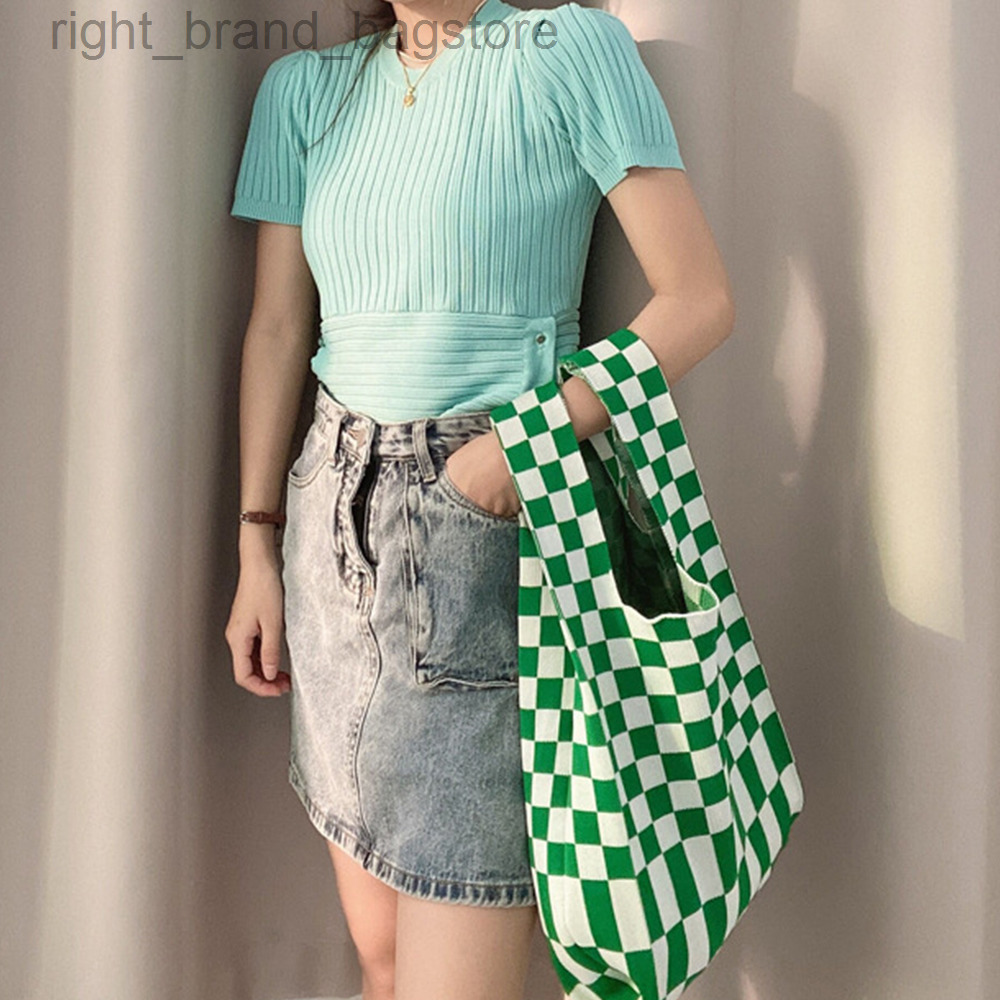 Brands Woven Crochet Shoulder Bag Designer Plaid Knitting Women Handbag Big Tote Shopper Bag Crossbody Bags for Women 2021 Purse W220813, Blue green
Brands Woven Crochet Shoulder Bag Designer Plaid Knitting Women Handbag Big Tote Shopper Bag Crossbody Bags for Women 2021 Purse W220813, Blue green