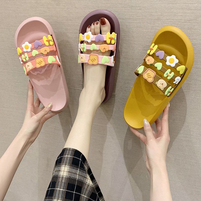 Sandals Summer Women's Fashion Cute Cartoon Home Thick Bottom Bath Comfortable Non-Slip Beautiful All-Match Beach Slippers