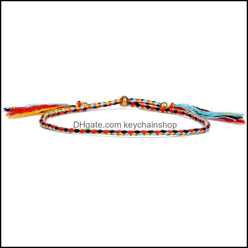 Other Bracelets Jewelry Kimter Handmade Tassel Knots Ropes Bracelet Ethnic Cotton Rope Lucky Tibetan String Bangles For Couples Q508Fz Drop