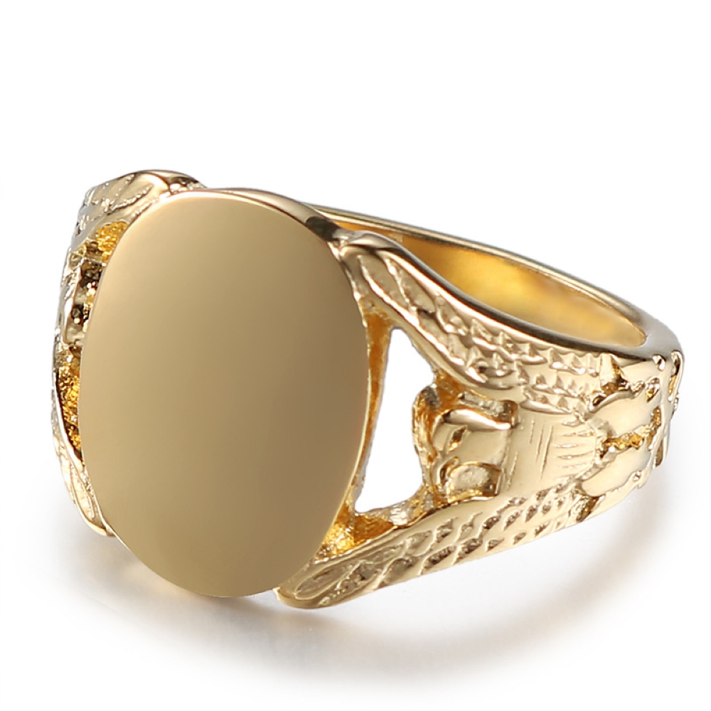 7-16 Multi Size Big Ring Male Female Stainless Steel Plated Gold Oval Shape Smooth Finger Jewelry Harmless Environmental Protection Couple Engagement 
