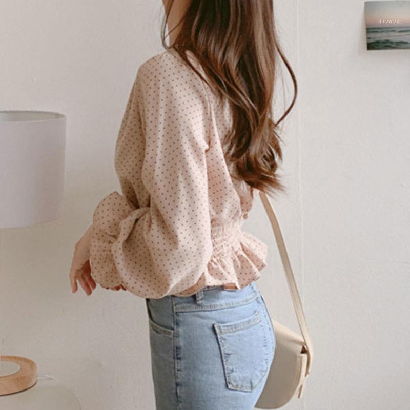 Retro V-neck Cute Polka Dot Women Shirts Elegant Flare Sleeve Front Buttons Blouse Female Slim Waist Ruffles Clothing 2022 Women' Blouses, As photo
Retro V-neck Cute Polka Dot Women Shirts Elegant Flare Sleeve Front Buttons Blouse Female Slim Waist Ruffles Clothing 2022 Women' Blouses, As photo
