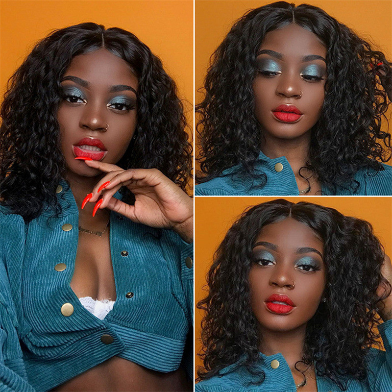 14 Inches Curly Synthetic Lace Front Wig 13x4 Lace Frontal Simulation Human Hair Wigs That Look Real HQ701