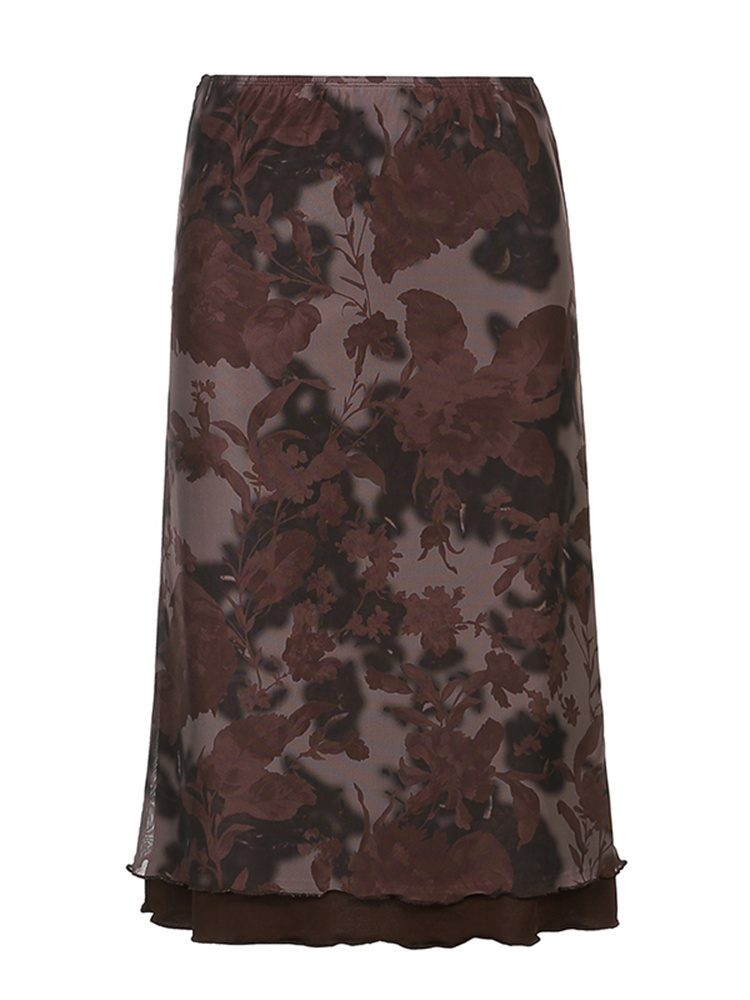 Rapcopter Striped Long Skirts Retro y2k Straight High Waisted Summer Women Sweet Cute Party Grunge Trendy 220701