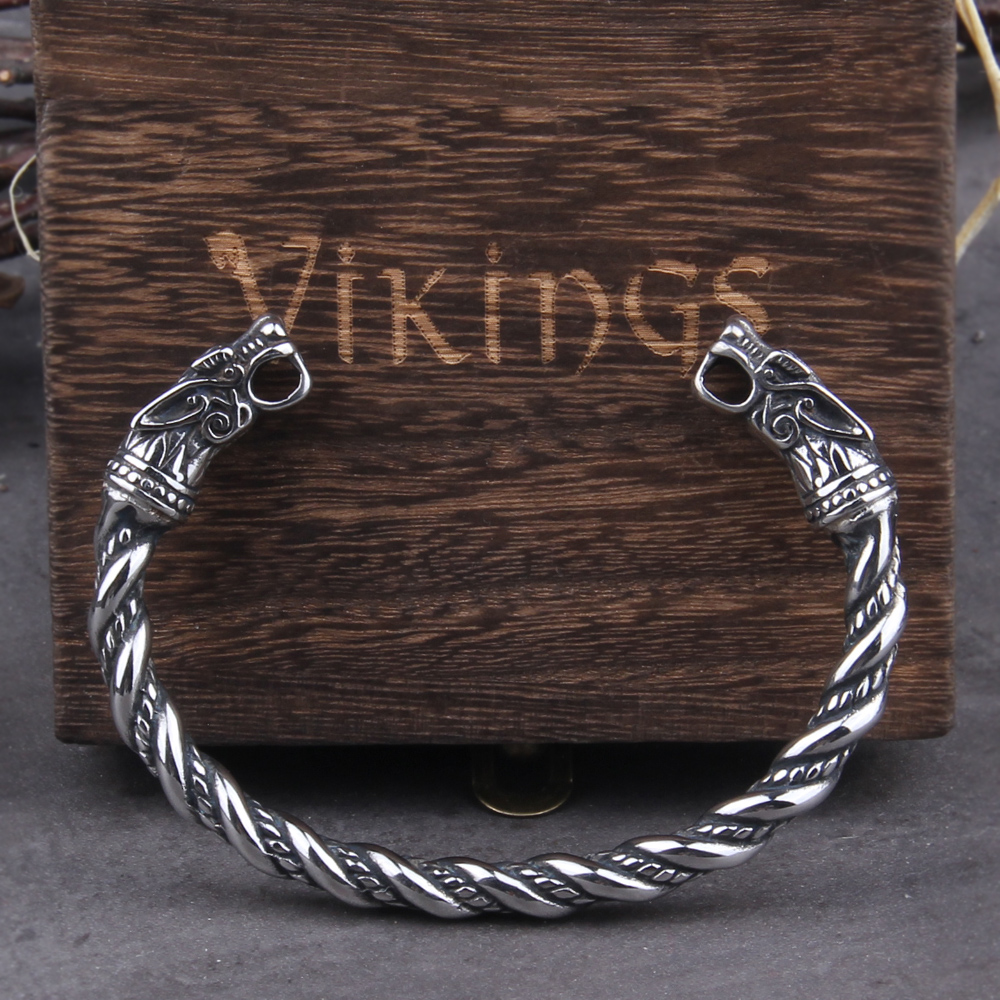 Men's Bangle Stainless Steel Nordic Viking Norse Dragon Bracelet Men Wristband Cuff Bracelets