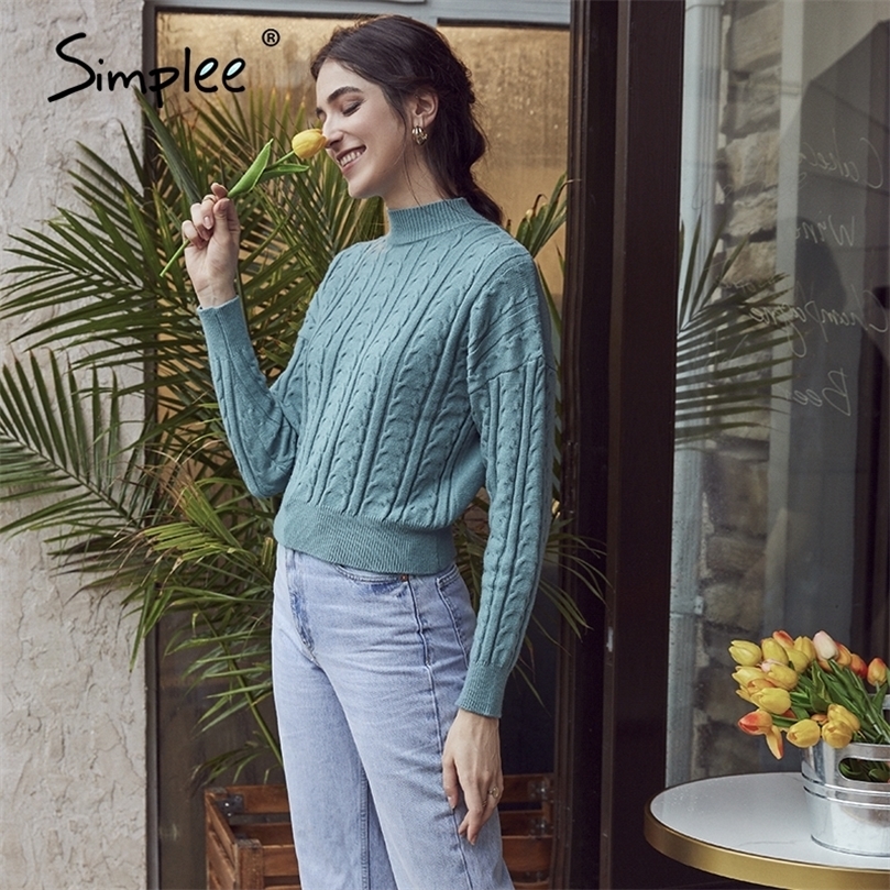 O-neck knitted women pullover sweater Autumn winter puff sleeve female sweater Solid green ladies leisure jumper 201203 
O-neck knitted women pullover sweater Autumn winter puff sleeve female sweater Solid green ladies leisure jumper 201203