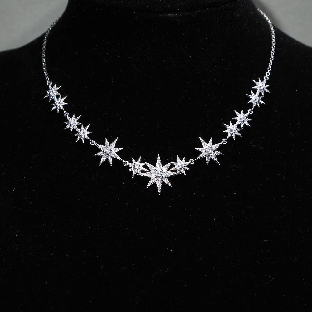 5A cz cubic zirconia sparking bling star northstar charm necklace link chain for women fashion charms statement jewelry wholeslae