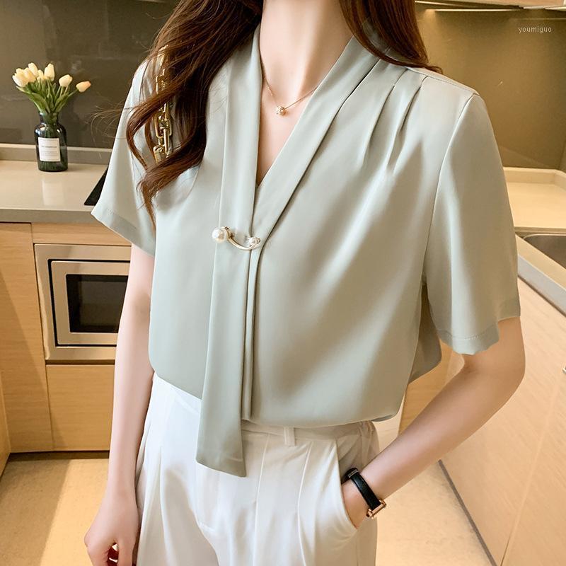 Women' Blouses & Shirts Women Blouse Dropping Shirt Deep V Ribbon Collar Short Sleeves Solid Color Elegant Womens Tops Fashion Summer 2022, White
Women' Blouses & Shirts Women Blouse Dropping Shirt Deep V Ribbon Collar Short Sleeves Solid Color Elegant Womens Tops Fashion Summer 2022, White