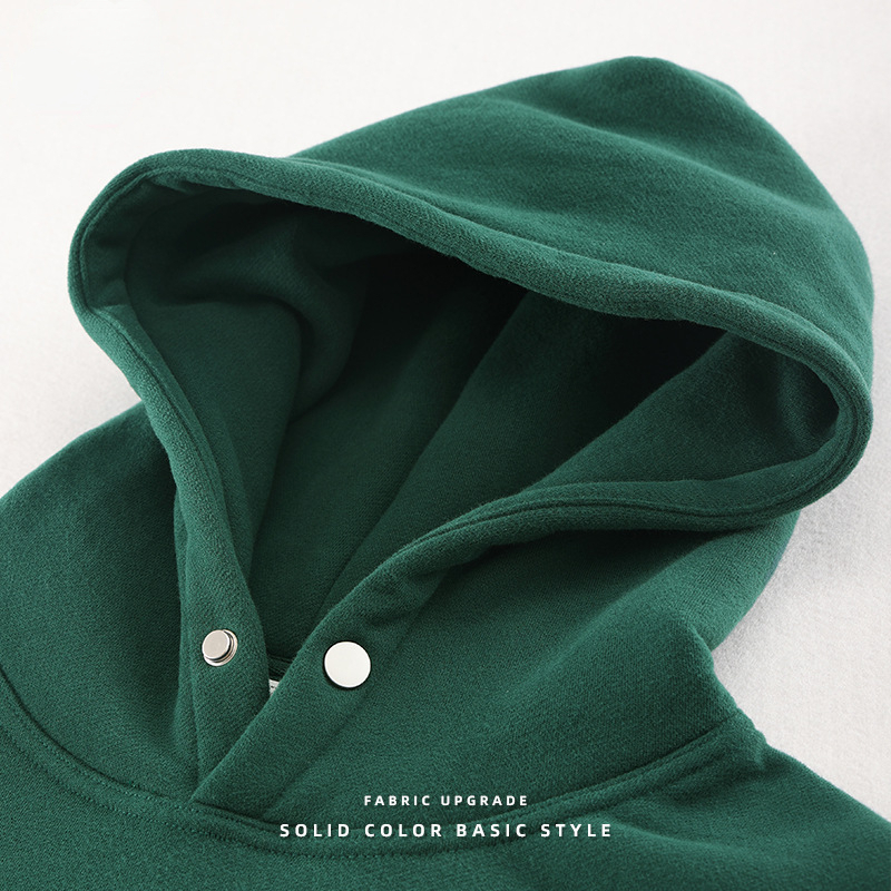 Winter Men's button Hoodies Hip Hop Streetwear Pure Thick Velvet Fabrics Casual Minimalist Sweatshirt Basic Pullover 220816wtt